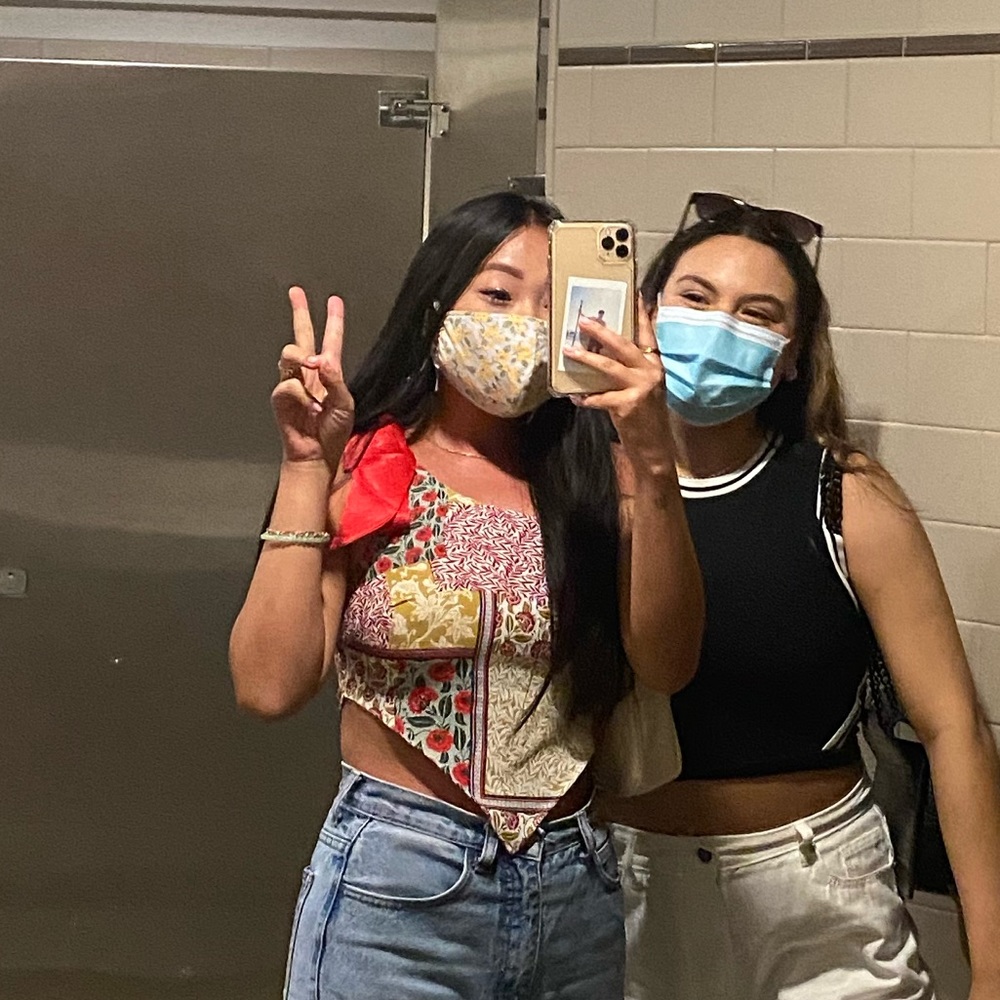 Red Floral Ribbon One Shoulder Top - Picture 3 of 4